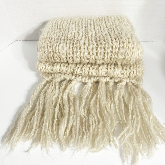 Manos Del Uruguay 100% Virgin Wool Hand Spun Handmade Chunky Knit Cream Scarf🧣 - Picture 2 of 9